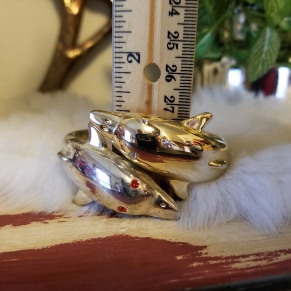 Vintage Spring Dbl Dolphin Gold & Silver Bracelet - Picture 9 of 9